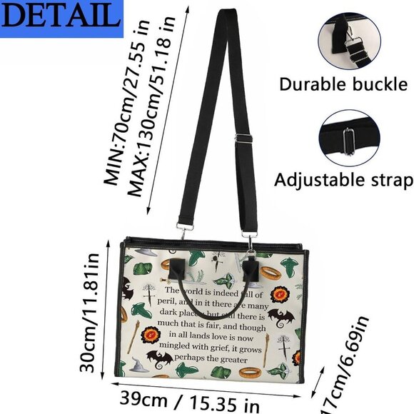 Lord of the Rings Quotes Canvas Tote Bag Travel Shopping Gift - Picture 2 of 7